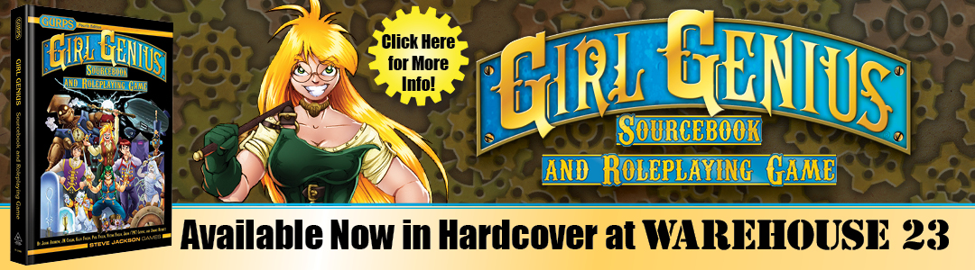 Banner link to GURPS Girl Genius HC on W23
